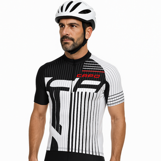 men’s breathable cycling jersey in blue with quick-dry fabric, full zip and rear pockets
