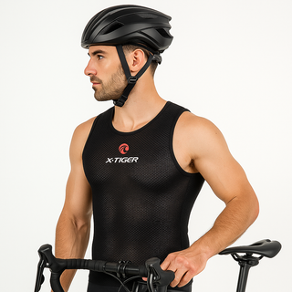 mens cycling sleeveless base layer black