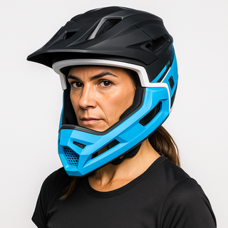 women full face mtb helmet blue and black