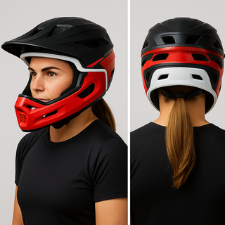 women mtb full face helmet red black