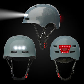 Urban smart cycling helmet black with integrated LED rear tail light
